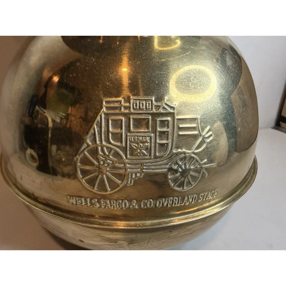 Vtg Wells Fargo & Co Overland Stage Brass Spittoon Bucket 11